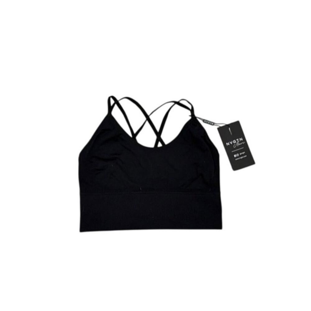 NWT NVGTN Strappy Racerback Seamless Sports Bra Black Size Medium